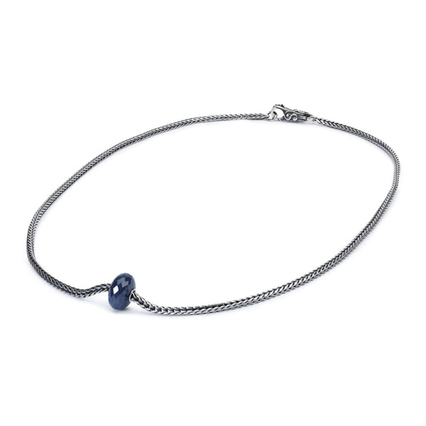 Sterling Silver Necklace with Sapphire Bead and Sterling Silver Lock